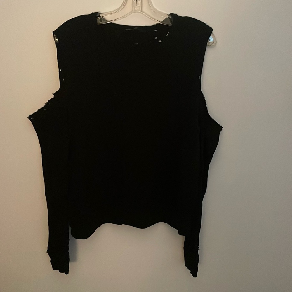 Off The Shoulder Distressed Sweater